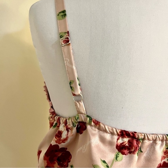 HONEY BUNCH Japanese satin lace pockets Rose Rompers pleated women’s size M Boho - Picture 7 of 9